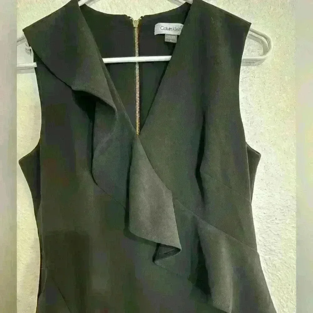 Calvin Klein Black Ruffle Front Dress - Picture 3 of 6